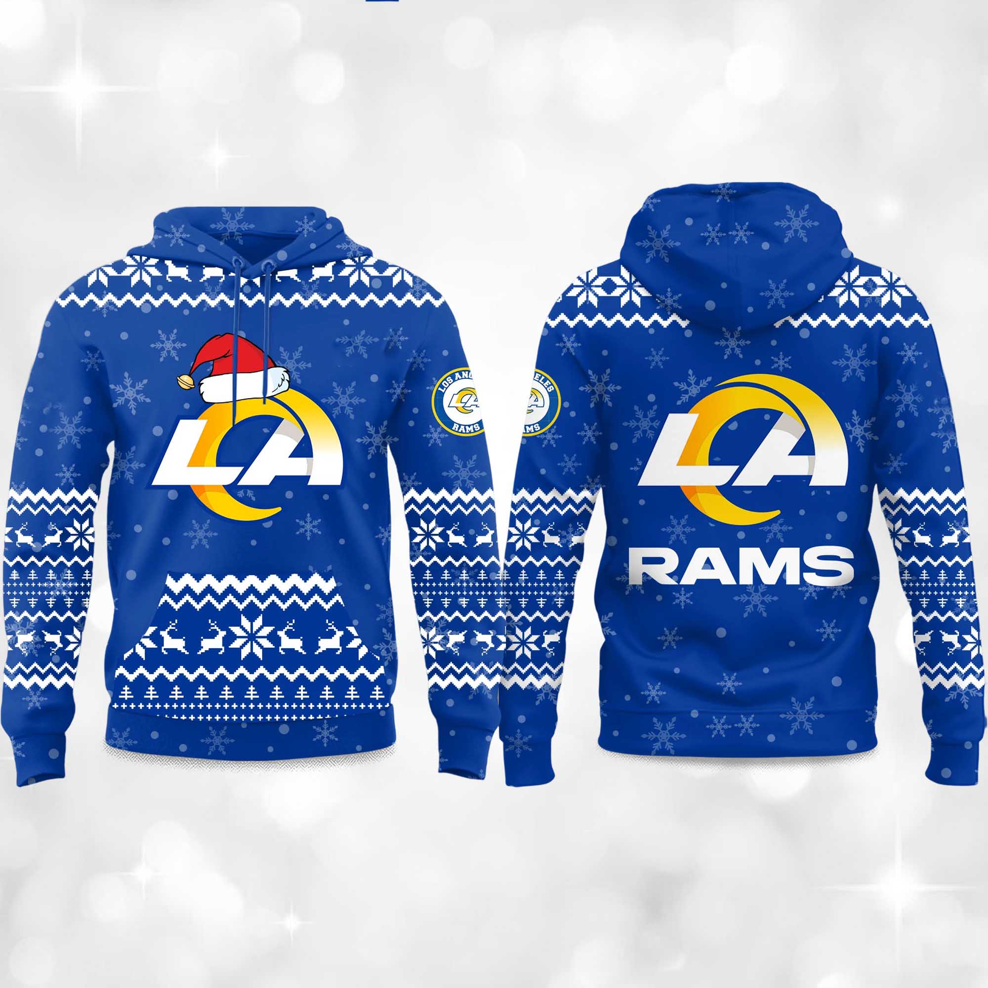 2025 Rams Reindeer football Christmas Hoodie 2025 Rams Reindeer football Christmas Hoodie