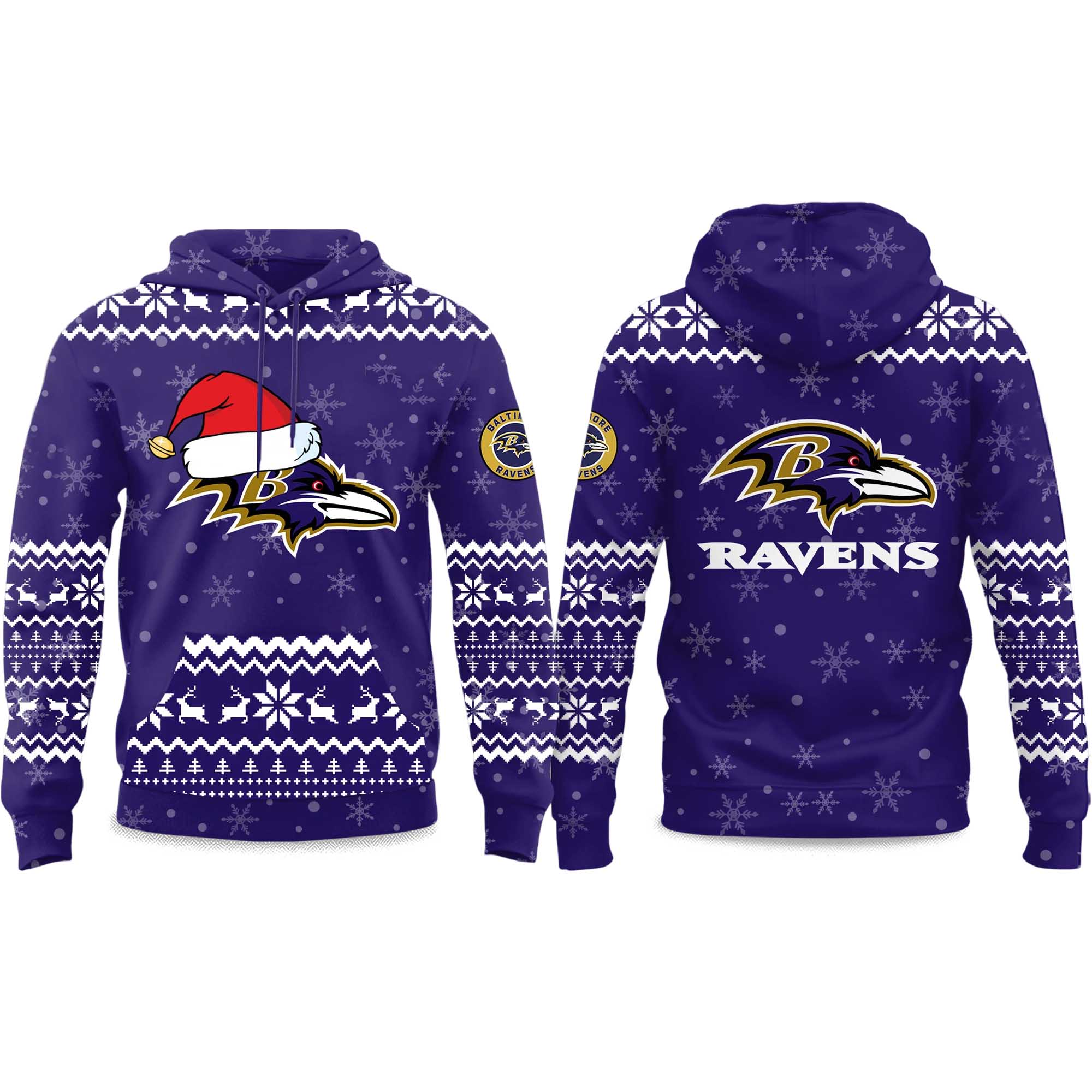 2025 Ravens Reindeer Christmas Hoodie 2025 Ravens Reindeer Christmas Hoodie