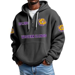 Western Illinois EST 1903 Quarter Zip Waffle Hoodie 1