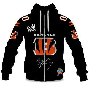 Personalized Bengals Bad Bunny Bowl LX 2025 2026 Zipper Hoodie