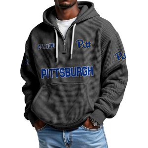 Pittsburgh EST 1890 Quarter Zip Waffle Hoodie 1