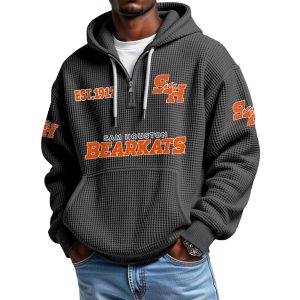 Sam Houston Bearkats EST 1912 Quarter Zip Waffle Hoodie 1