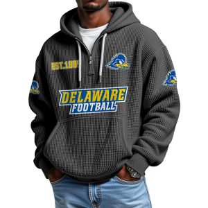 Delaware Football EST 1889 Quarter Zip Waffle Hoodie 1