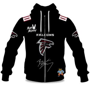 Personalized Falcons Bad Bunny Bowl LX 2025 2026 Zipper Hoodie