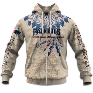 2025 Personalized Patriots Football Native American Heritage Zipper Hoodie