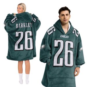 Saquon Barkley 26 Eagles Football Unisex Blanket Hoodie (1)