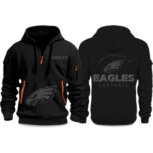2025 Eagles Back In Black Quater Zip Hoodie