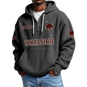 Texas State EST 1904 Quarter Zip Waffle Hoodie 1