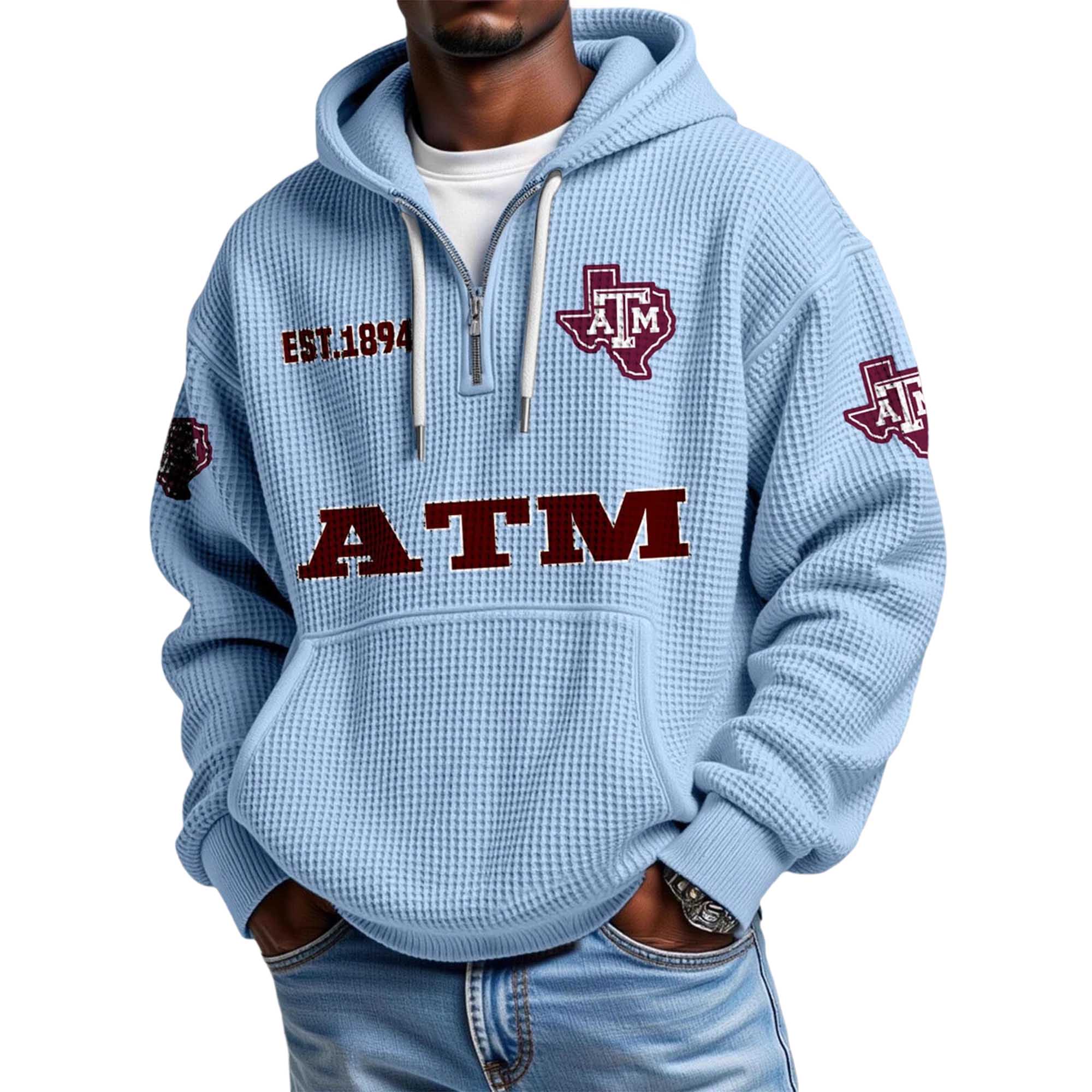 ATM EST 1894 Quarter Zip Waffle Hoodie ATM EST 1894 Quarter Zip Waffle Hoodie