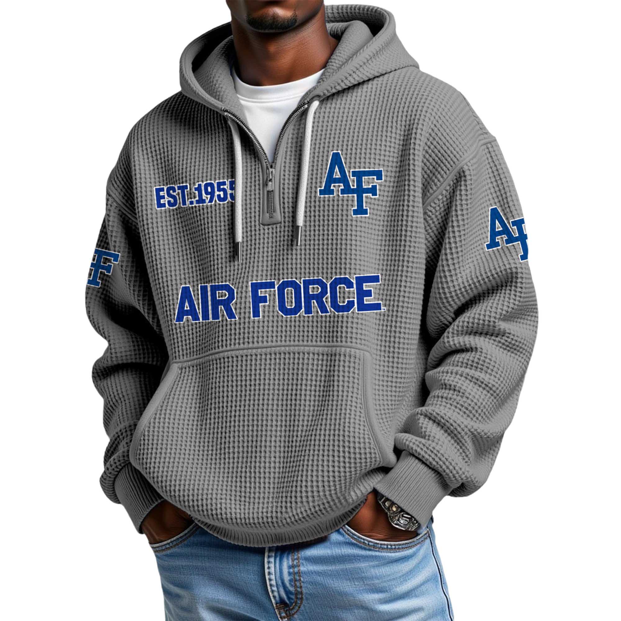 Air Force EST 1955 Quarter Zip Waffle Hoodie 3 Air Force EST 1955 Quarter Zip Waffle Hoodie 3