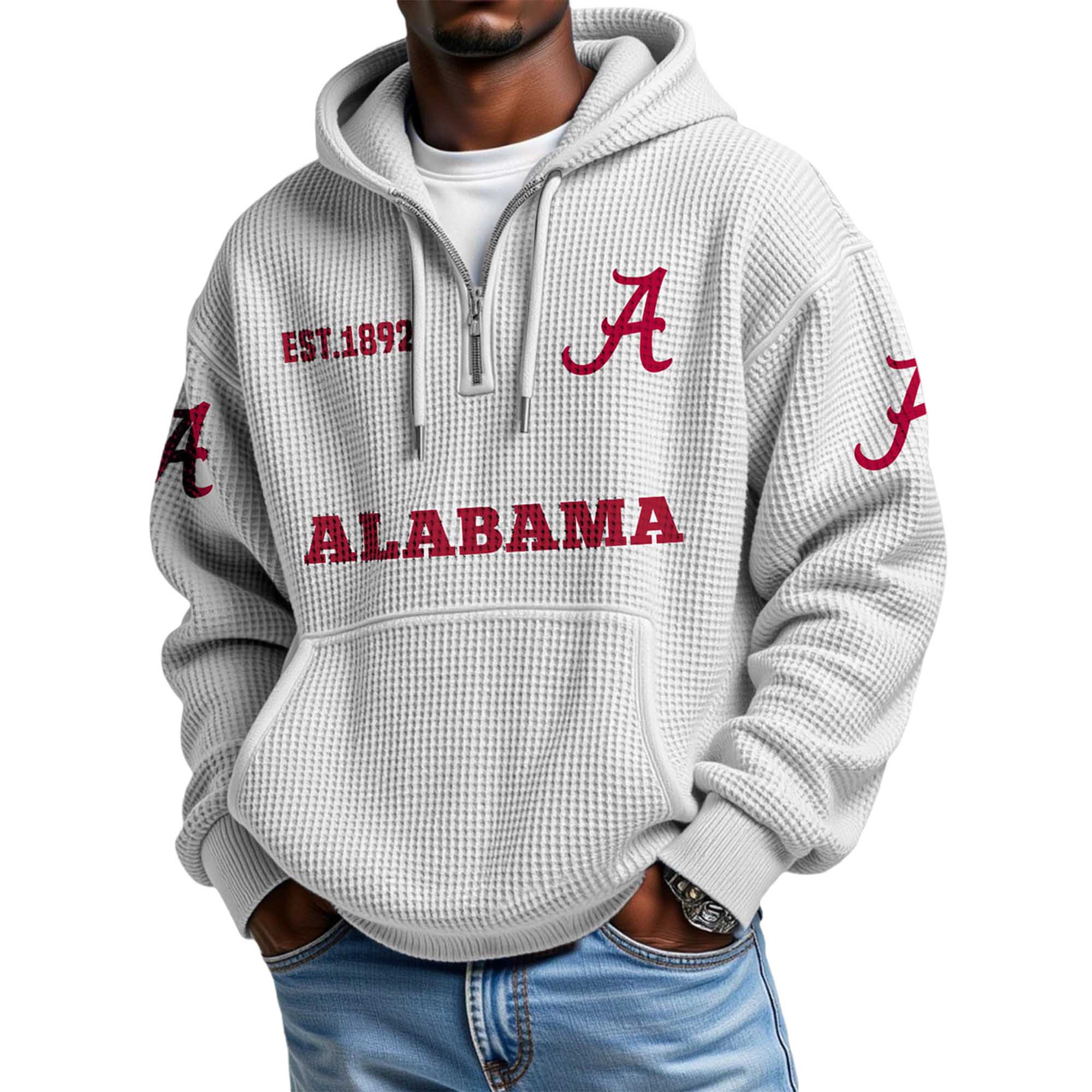 Alabama EST 1892 Quarter Zip Waffle Hoodie 2 Alabama EST 1892 Quarter Zip Waffle Hoodie 2