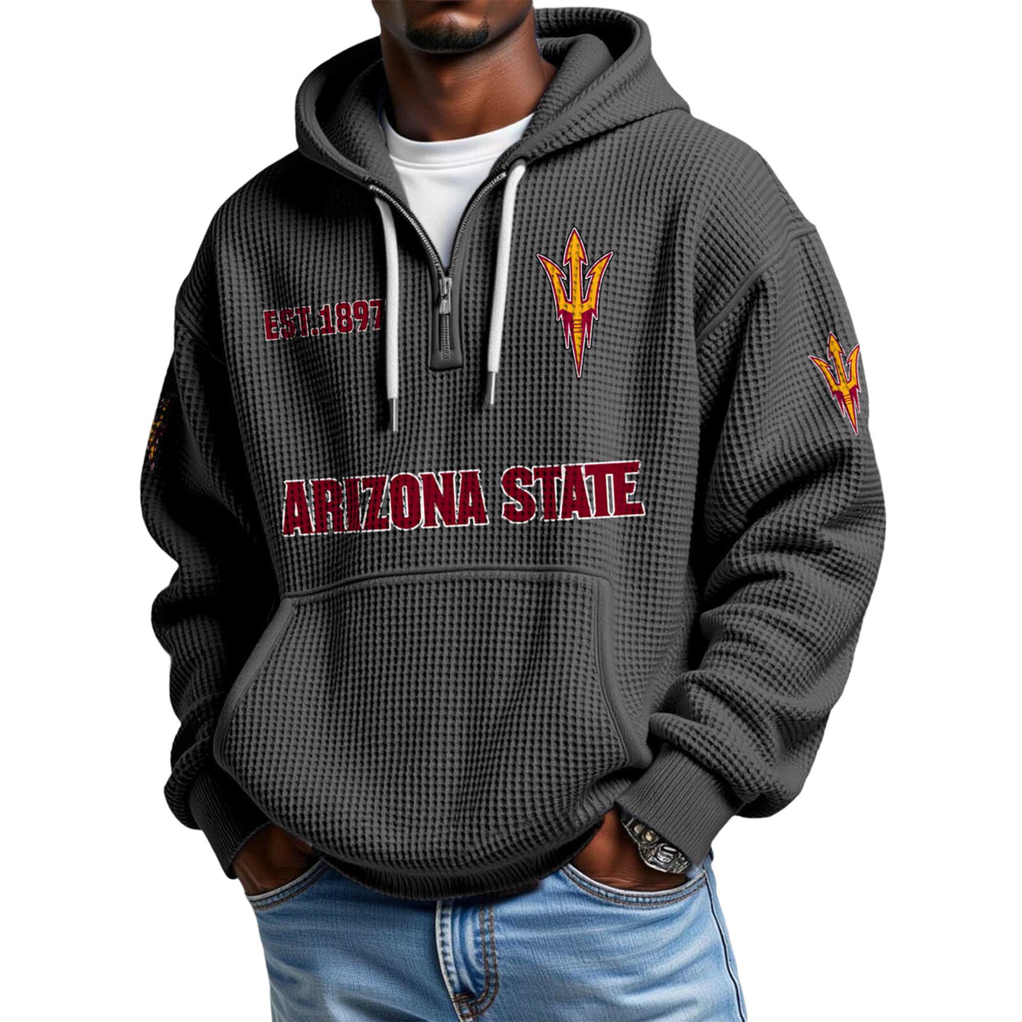 Arizona State EST 1897 Quarter Zip Waffle Hoodie Arizona State EST 1897 Quarter Zip Waffle Hoodie