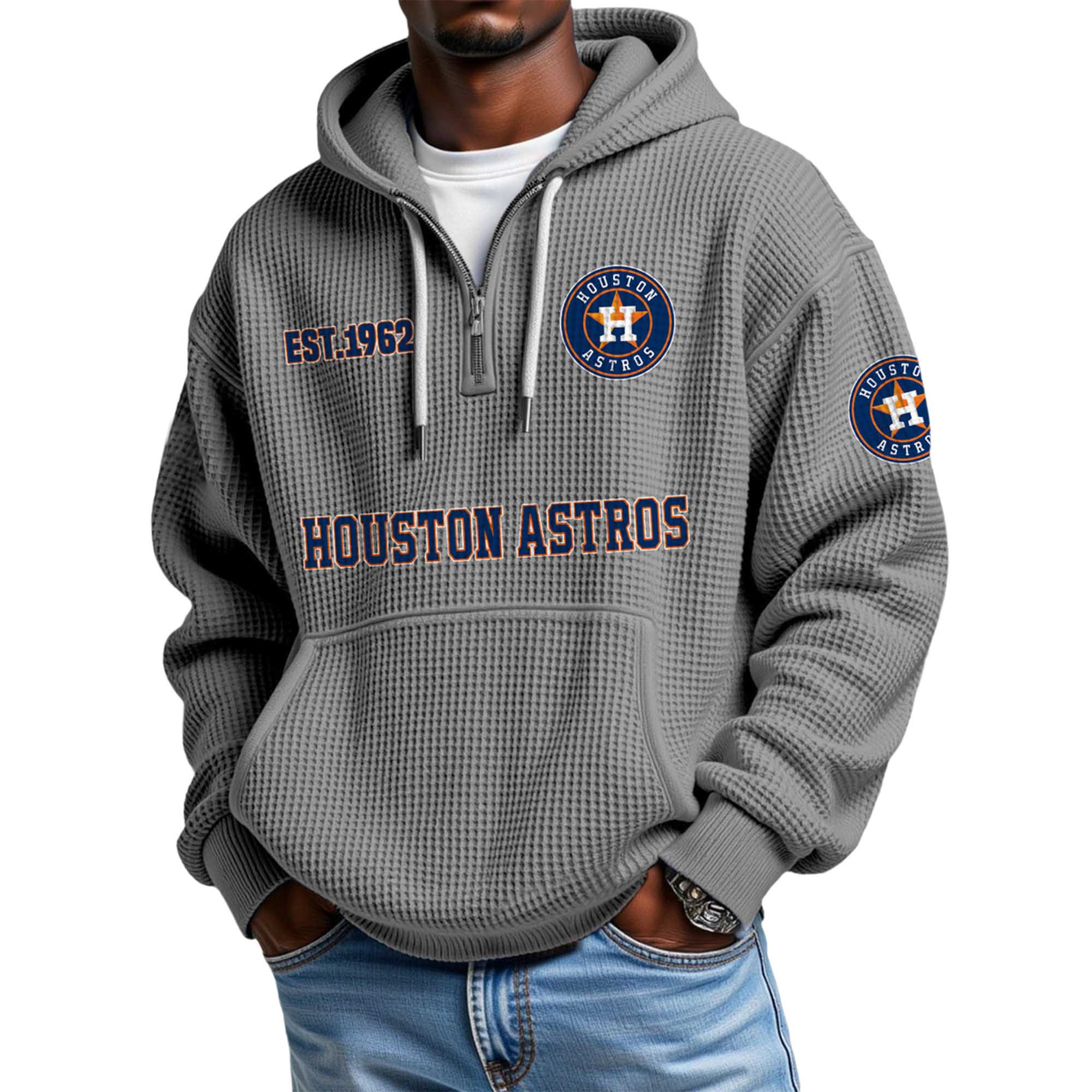 Astros EST 1962 Waffle Quarter Zip Hoodie 2 Astros EST 1962 Waffle Quarter Zip Hoodie (2)