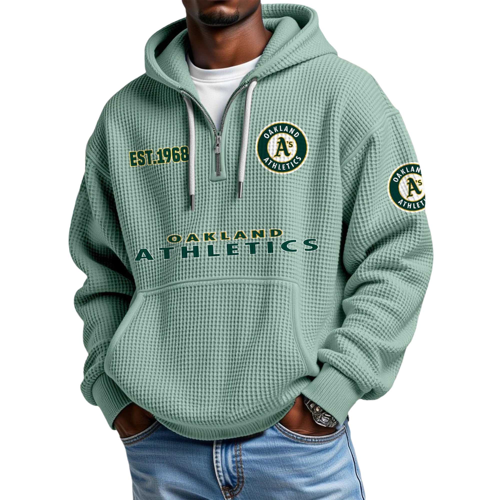 Athletics EST 1968 Quarter Zip Waffle Hoodie 4 Athletics EST 1968 Quarter Zip Waffle Hoodie 4