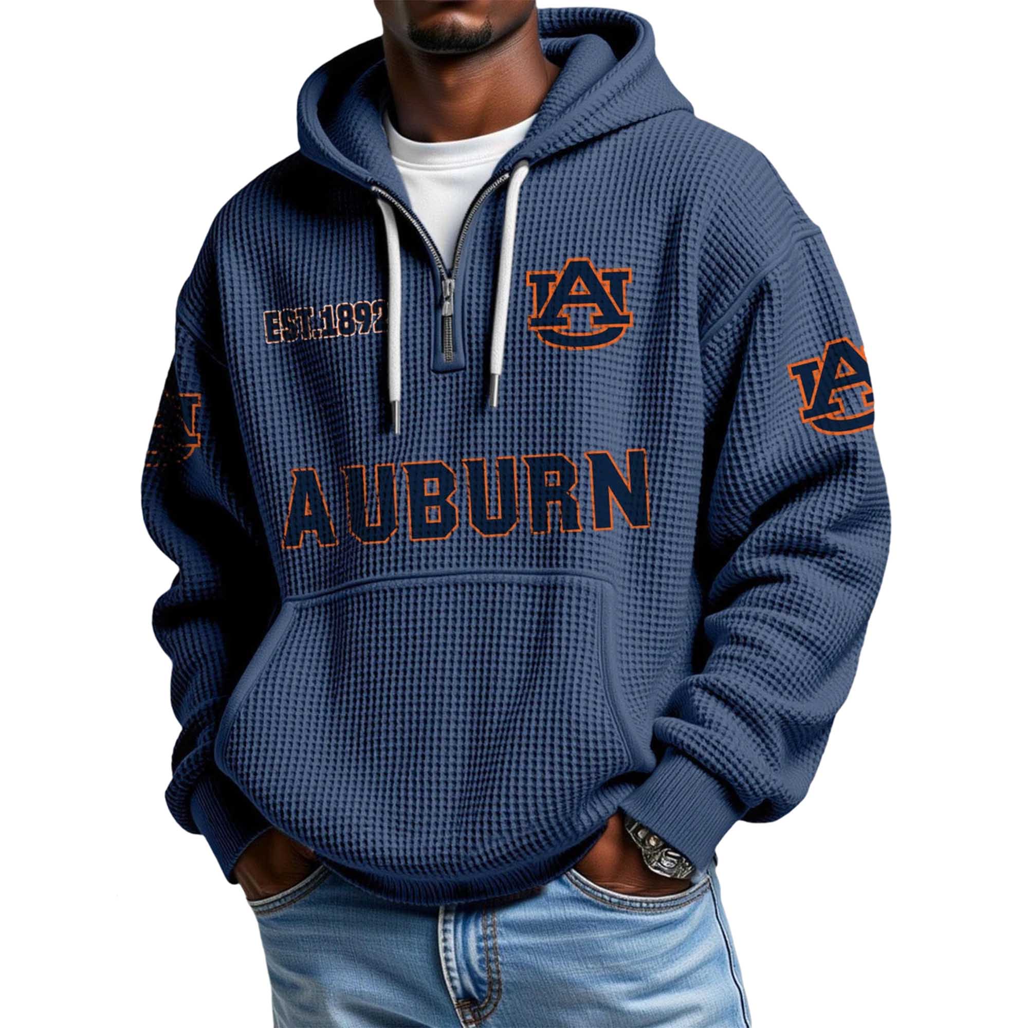Auburn EST 1892 Quarter Zip Waffle Hoodie 5 Auburn EST 1892 Quarter Zip Waffle Hoodie 5