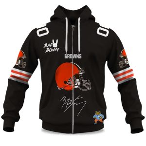 Personalized Browns Bad Bunny Bowl LX 2025 2026 Zipper Hoodie