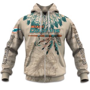 2025 Personalized Dolphins Football Native American Heritage Zipper Hoodie