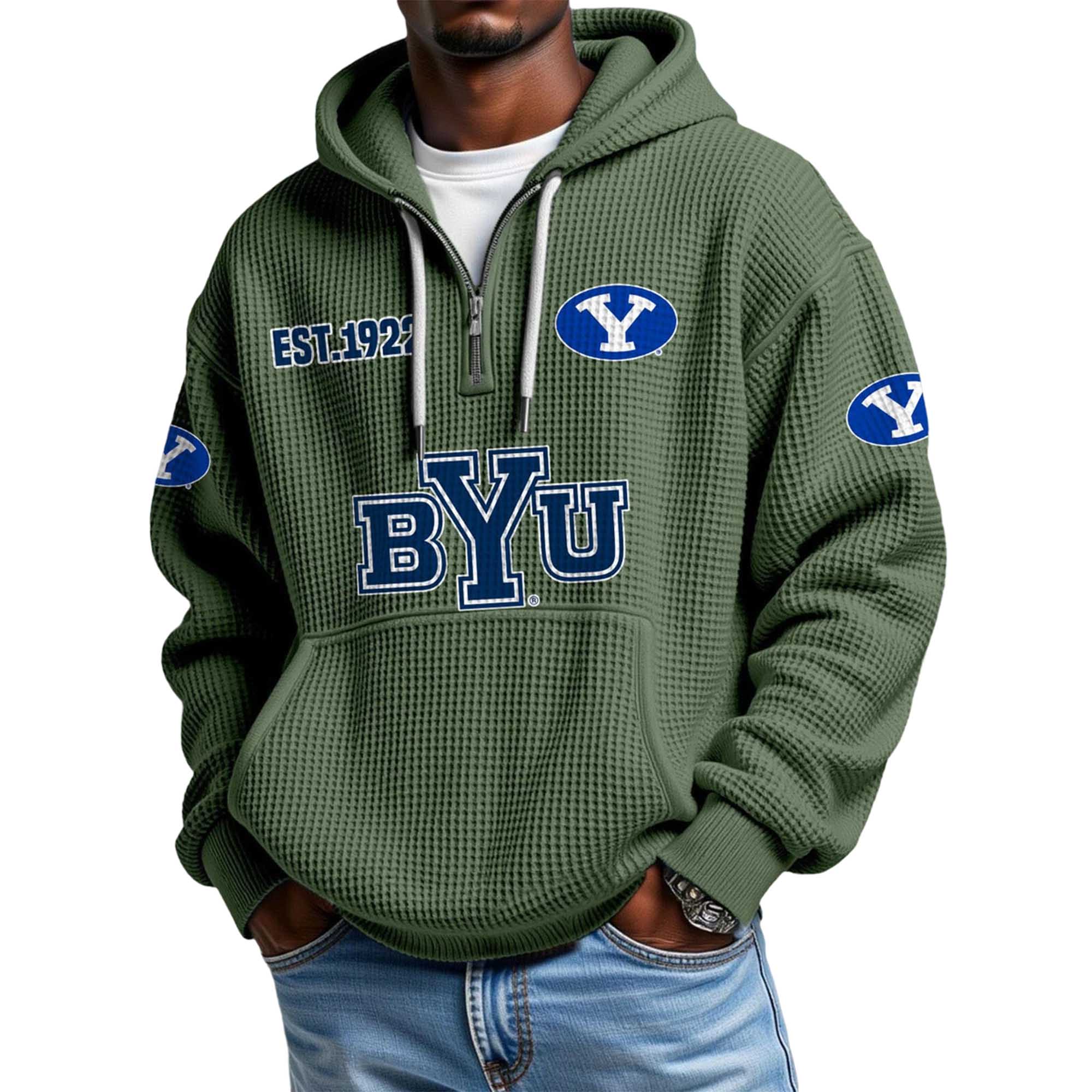 BYU EST 1922 Quarter Zip Waffle Hoodie 3 BYU EST 1922 Quarter Zip Waffle Hoodie 3