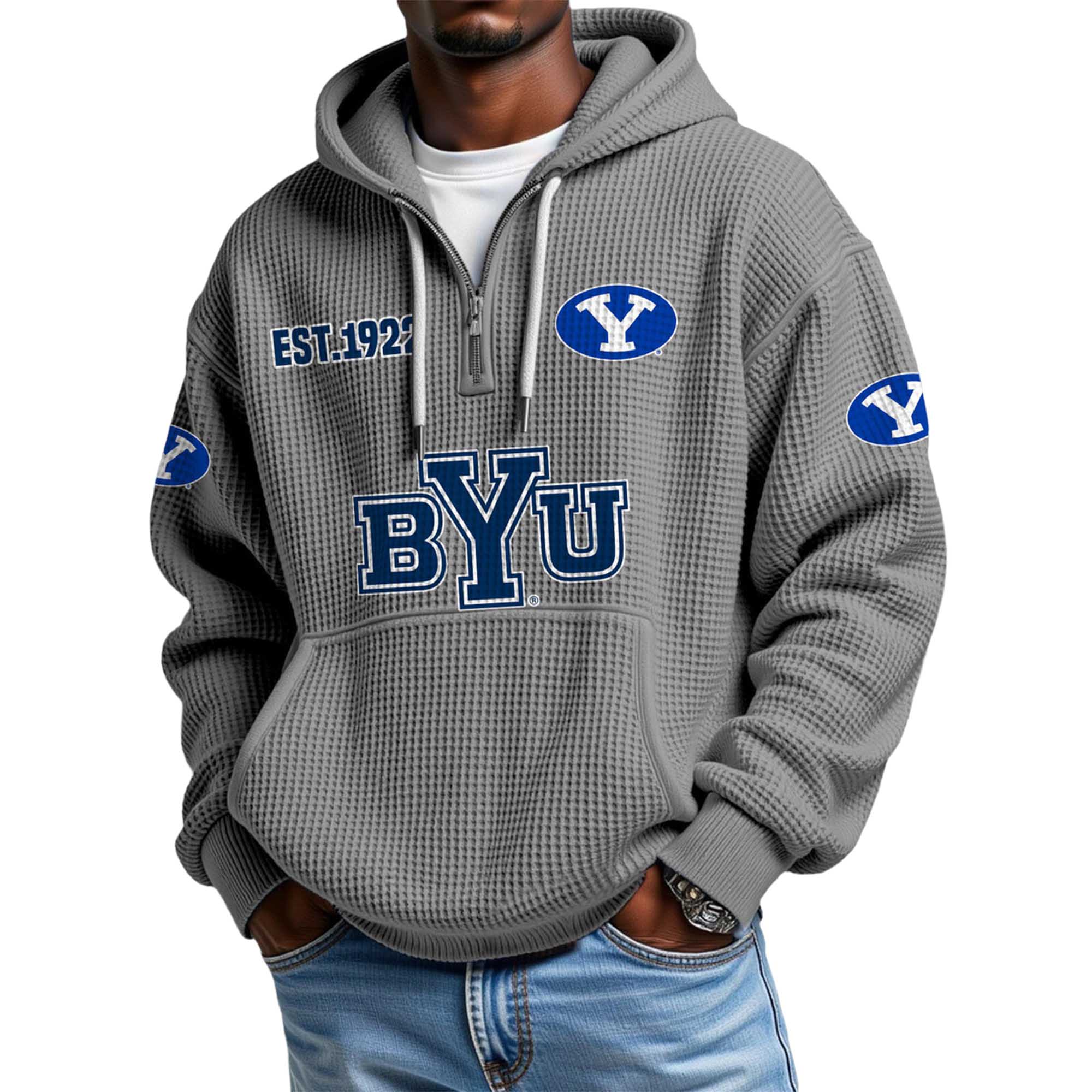 BYU EST 1922 Quarter Zip Waffle Hoodie 4 BYU EST 1922 Quarter Zip Waffle Hoodie 4