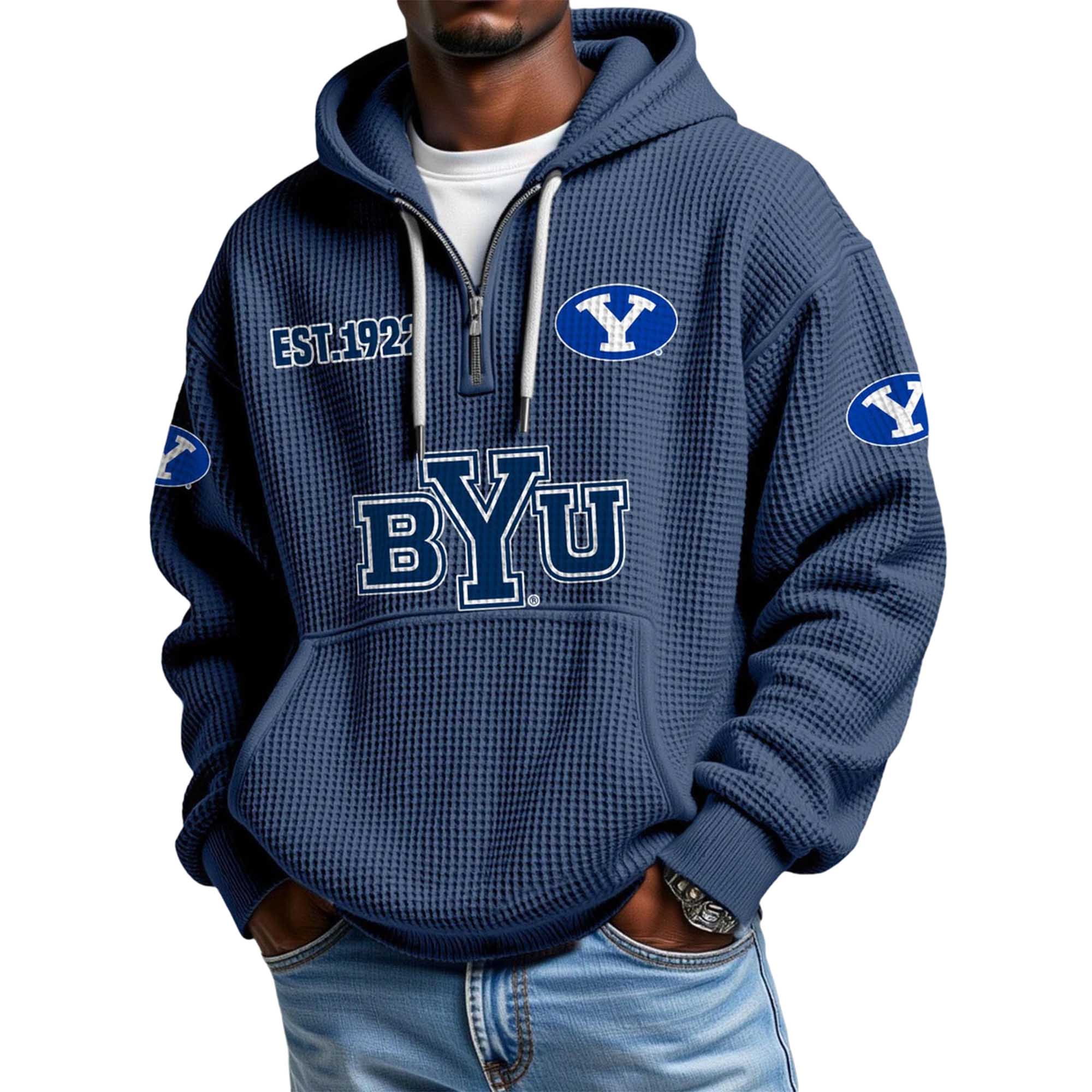 BYU EST 1922 Quarter Zip Waffle Hoodie 5 BYU EST 1922 Quarter Zip Waffle Hoodie 5