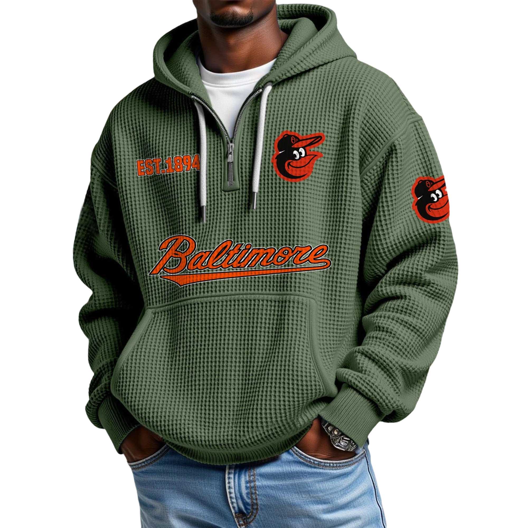 Baltimore EST 1894 Waffle Quarter Zip Hoodie 5 Baltimore EST 1894 Waffle Quarter Zip Hoodie (3)