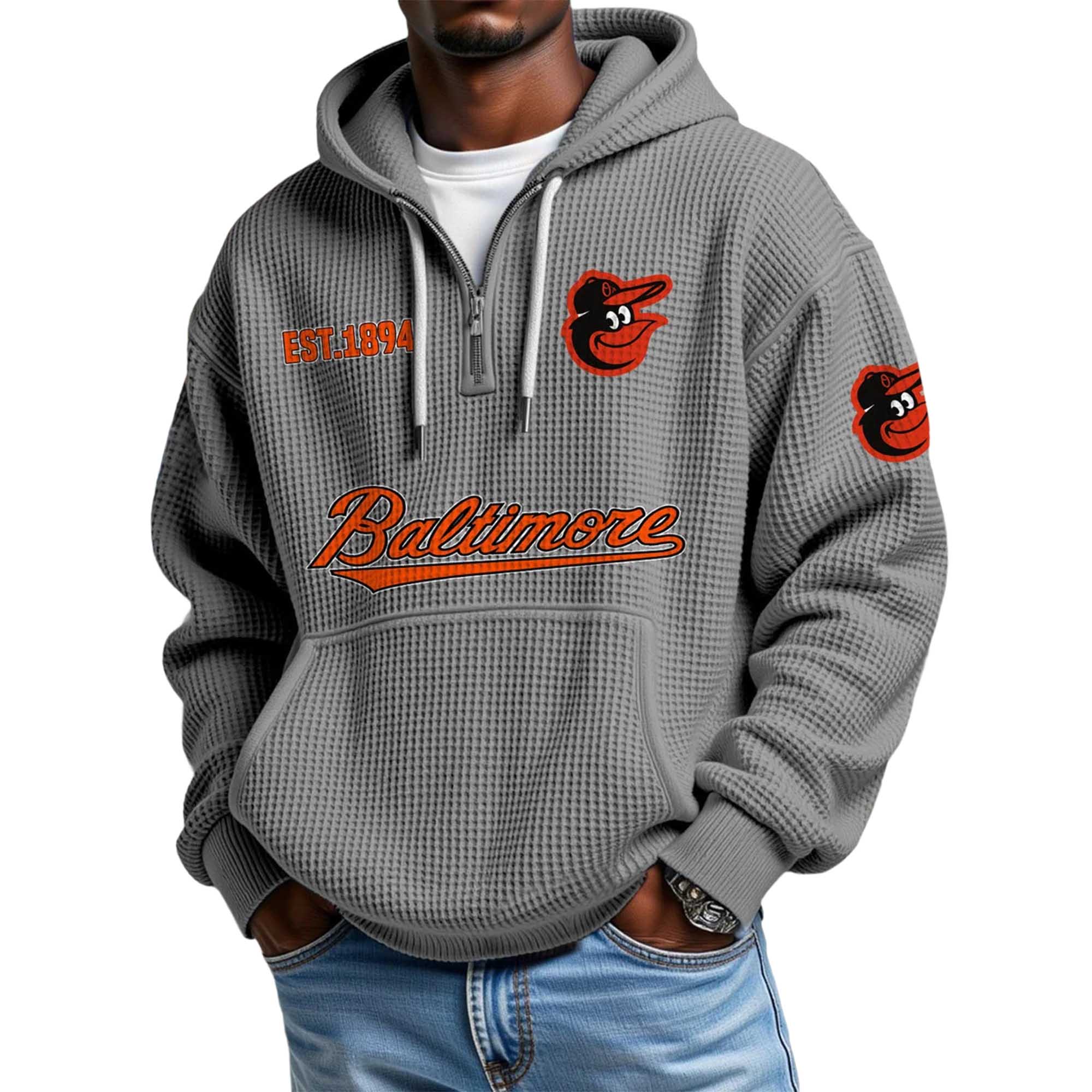 Baltimore EST 1894 Waffle Quarter Zip Hoodie 4 Baltimore EST 1894 Waffle Quarter Zip Hoodie (4)