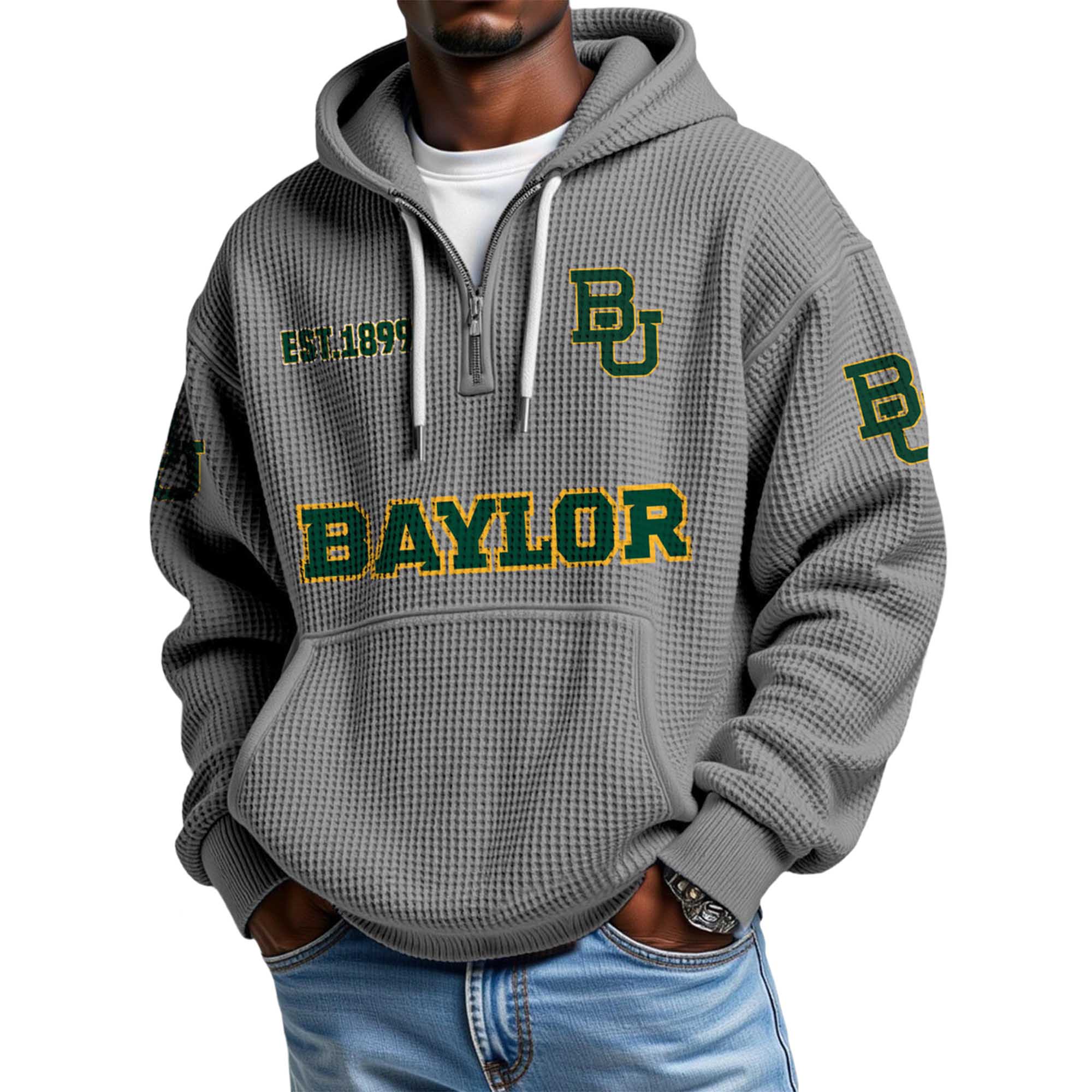 Baylor EST 1899 Quarter Zip Waffle Hoodie 3 Baylor EST 1899 Quarter Zip Waffle Hoodie 3