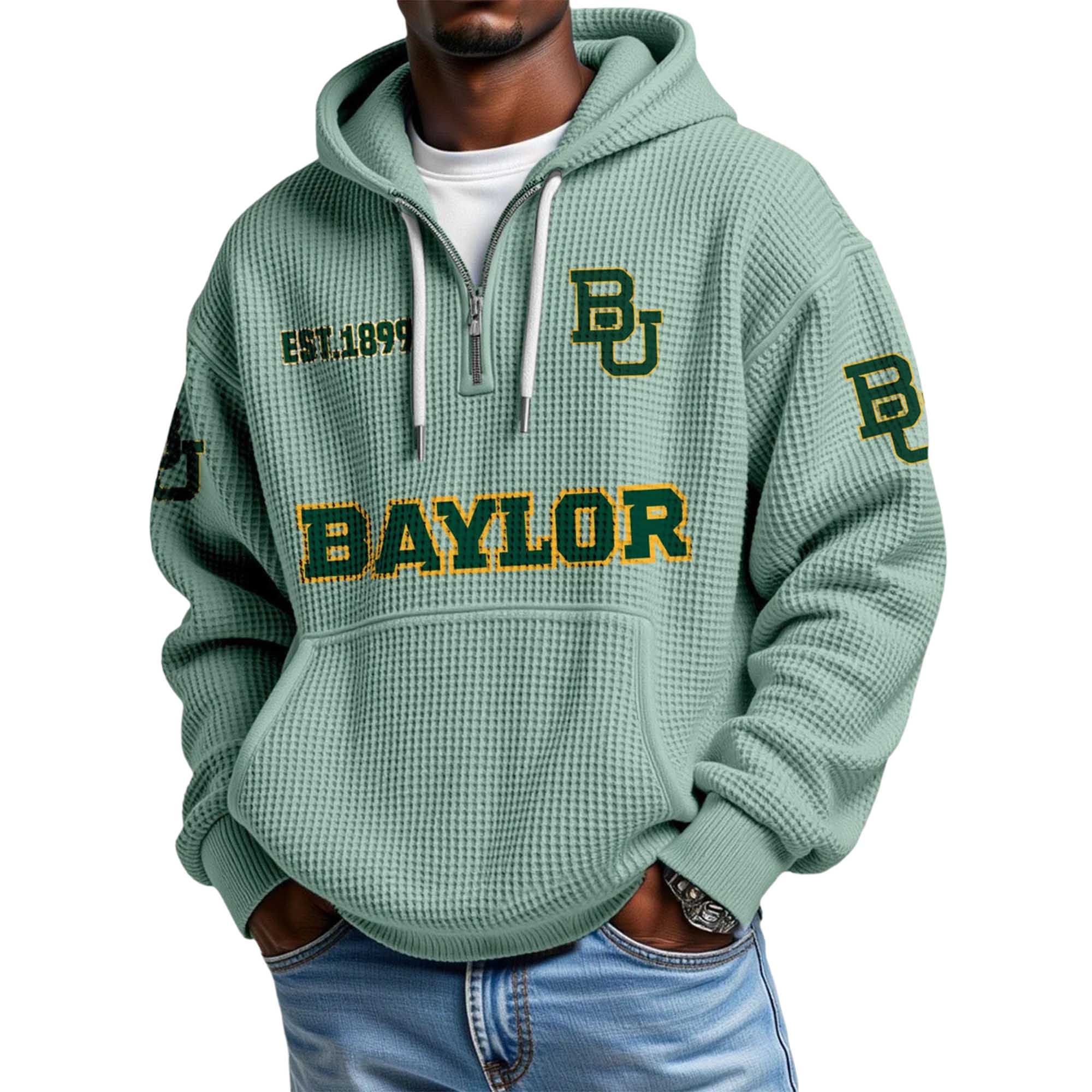 Baylor EST 1899 Quarter Zip Waffle Hoodie 4 Baylor EST 1899 Quarter Zip Waffle Hoodie 4