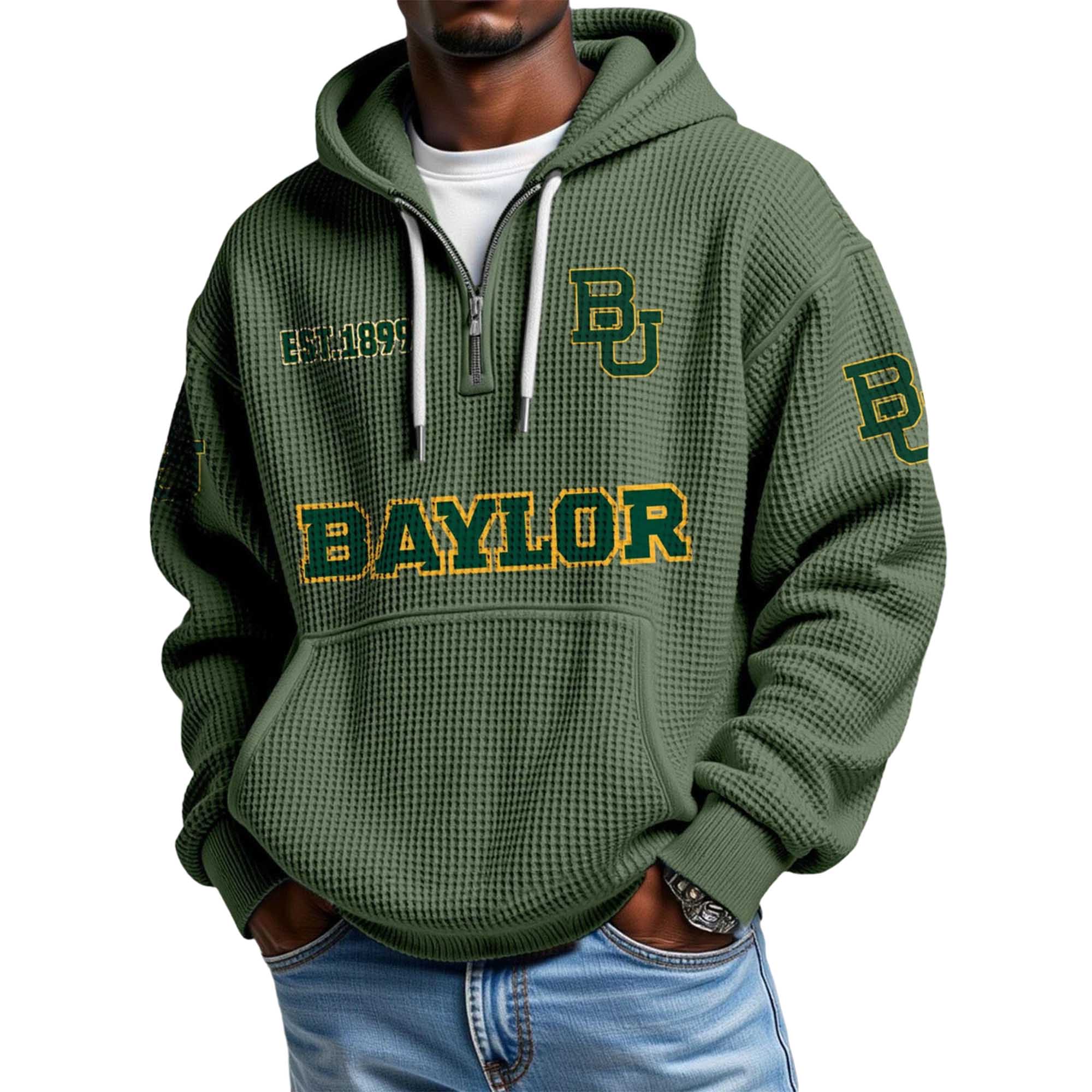 Baylor EST 1899 Quarter Zip Waffle Hoodie 5 Baylor EST 1899 Quarter Zip Waffle Hoodie 5
