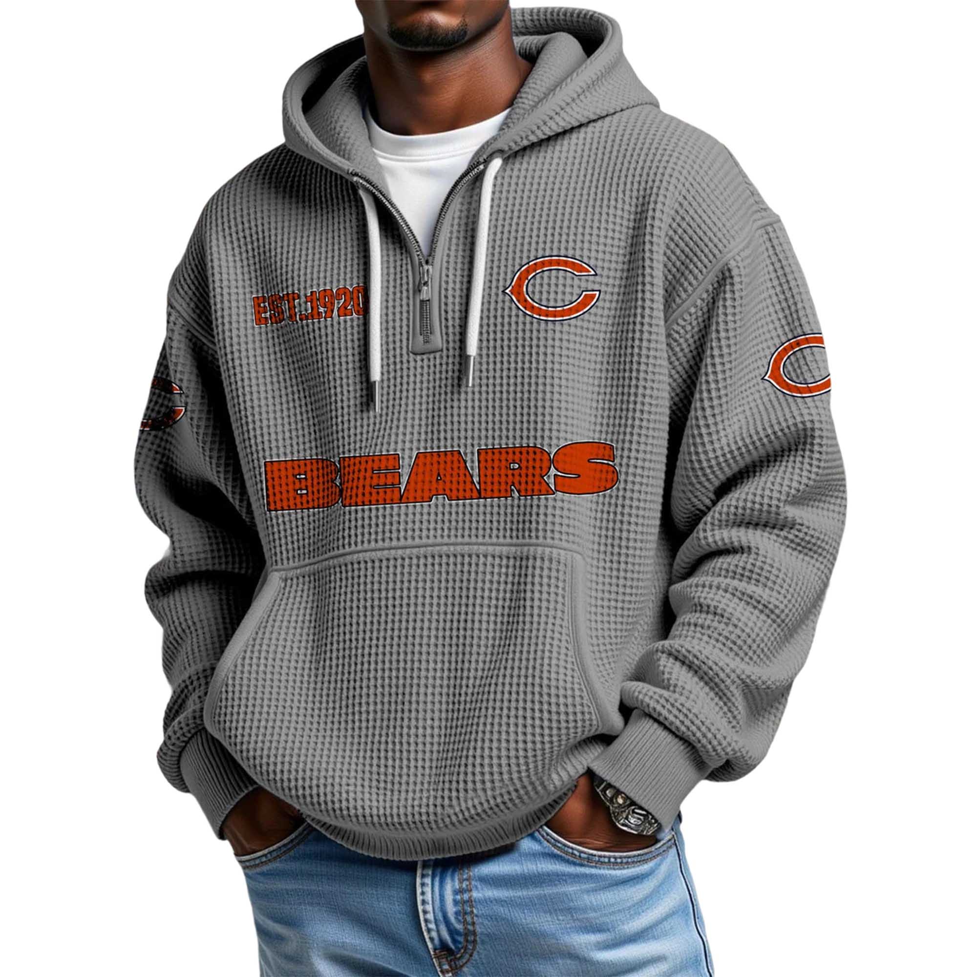 Bears EST 1920 Quarter Zip Waffle Hoodie 4 Bears EST 1920 Quarter Zip Waffle Hoodie 4