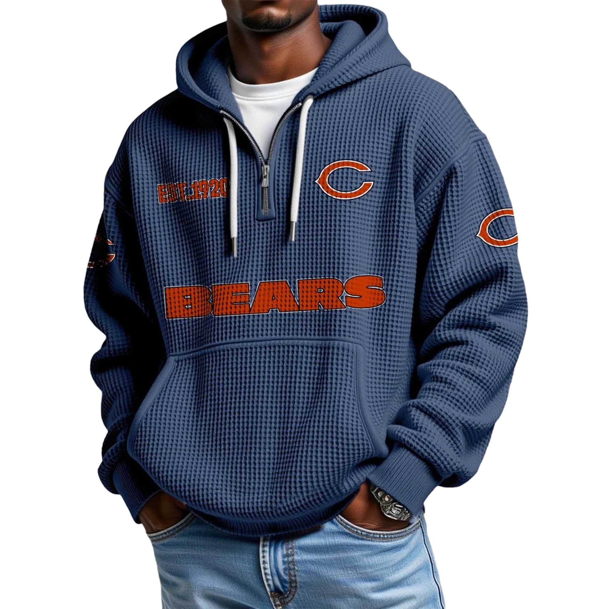 Bears EST 1920 Quarter Zip Waffle Hoodie 5 Bears EST 1920 Quarter Zip Waffle Hoodie 5