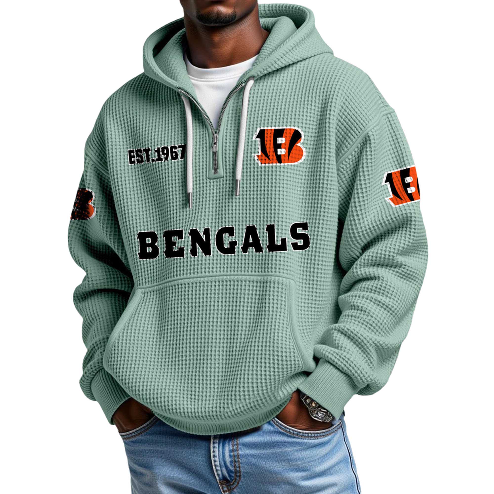 Bengals EST 1967 Quarter Zip Waffle Hoodie 2 Bengals EST 1967 Quarter Zip Waffle Hoodie (2)