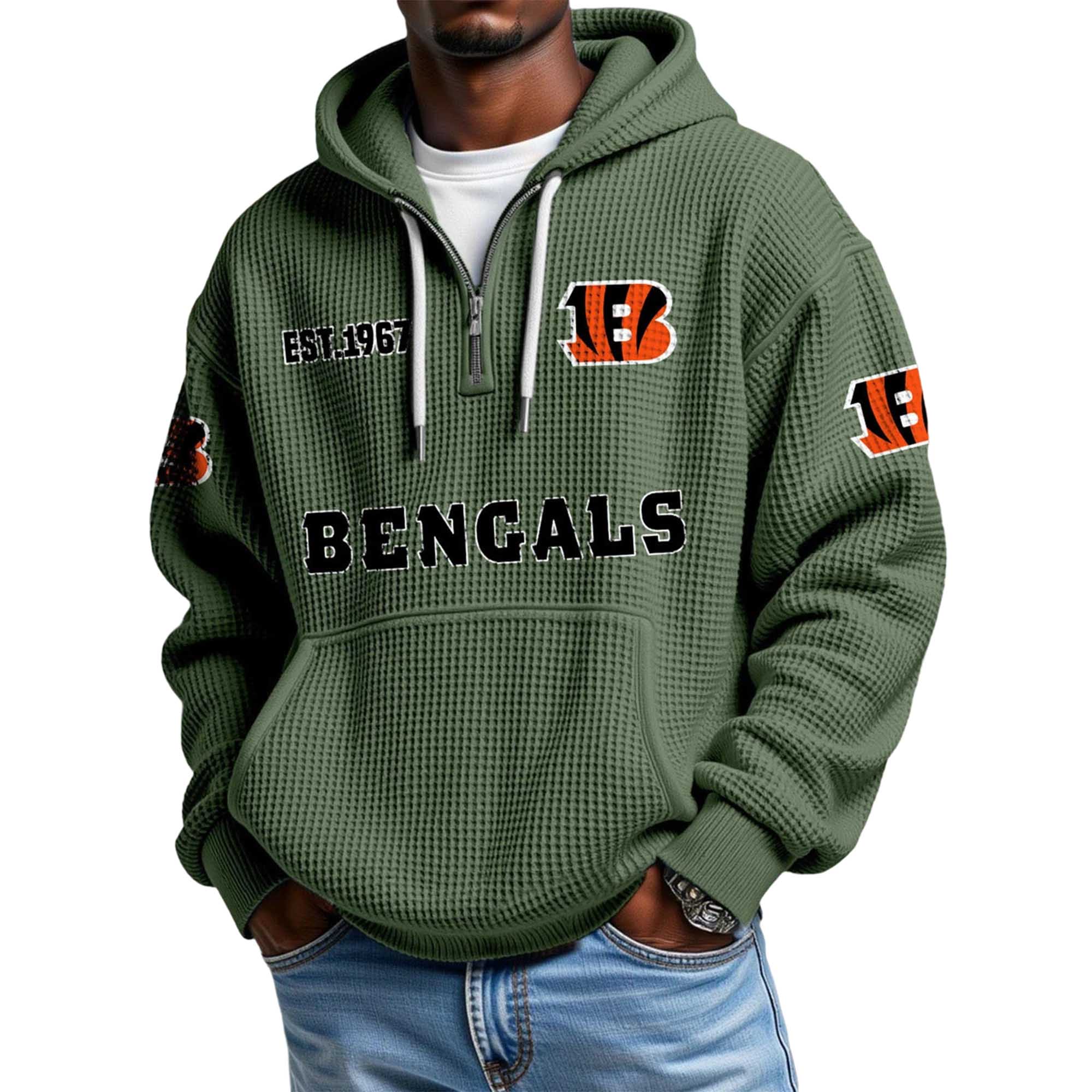 Bengals EST 1967 Quarter Zip Waffle Hoodie 4 Bengals EST 1967 Quarter Zip Waffle Hoodie (4)