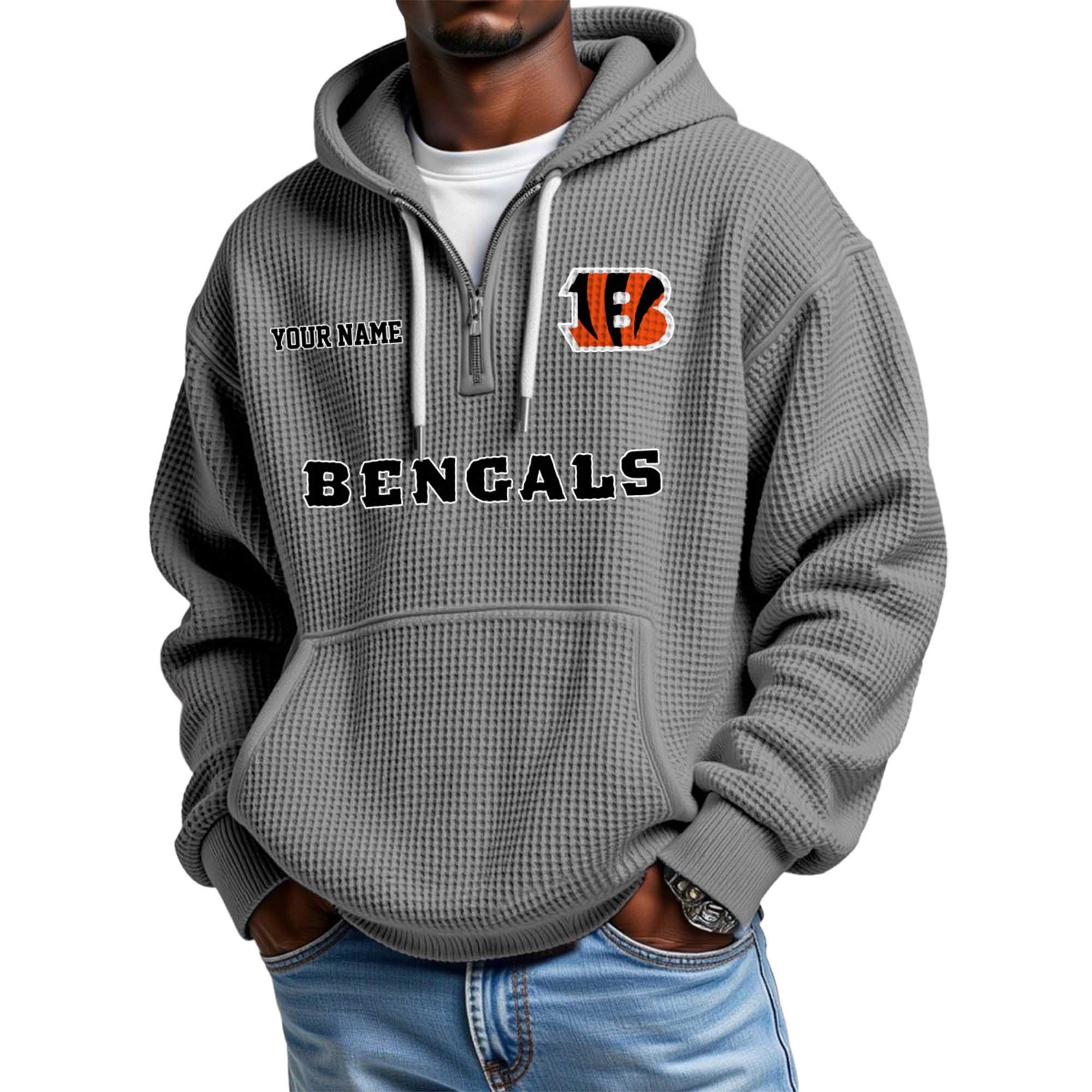 Bengals Personalized Quarter Zip Waffle Hoodie 2 Bengals Personalized Quarter Zip Waffle Hoodie 2