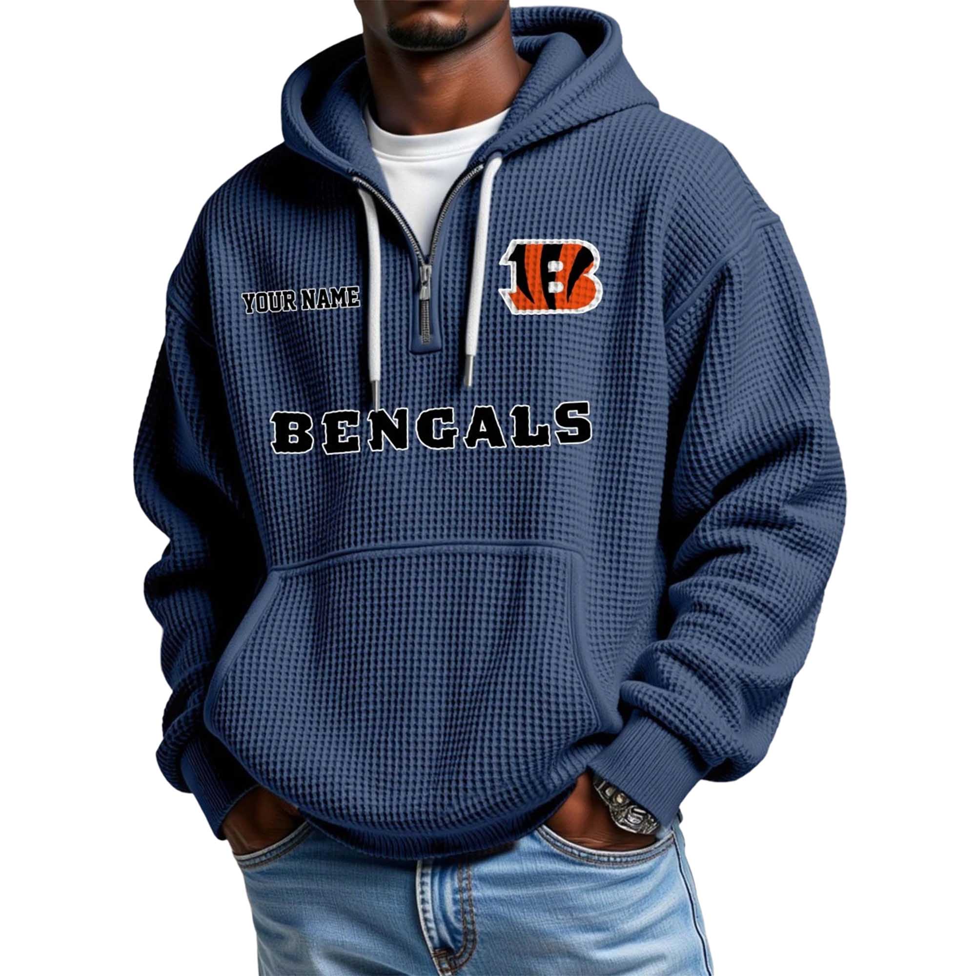 Bengals Personalized Quarter Zip Waffle Hoodie 4 Bengals Personalized Quarter Zip Waffle Hoodie 4