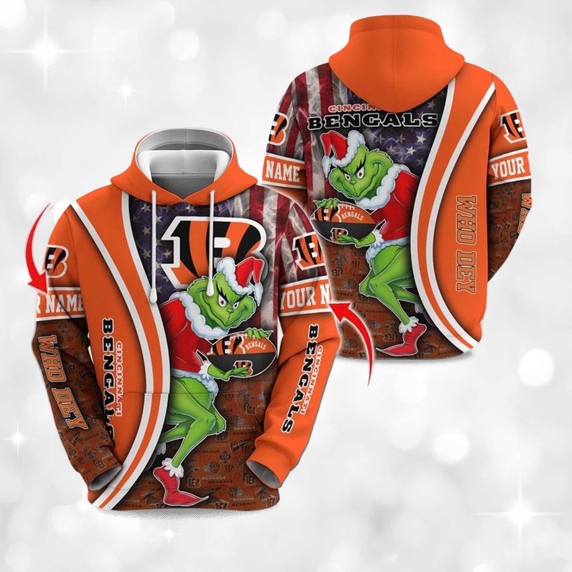 Bengals The Grnch Christmas Football Hoodie 2 Bengals The Grnch Christmas Football Hoodie 2