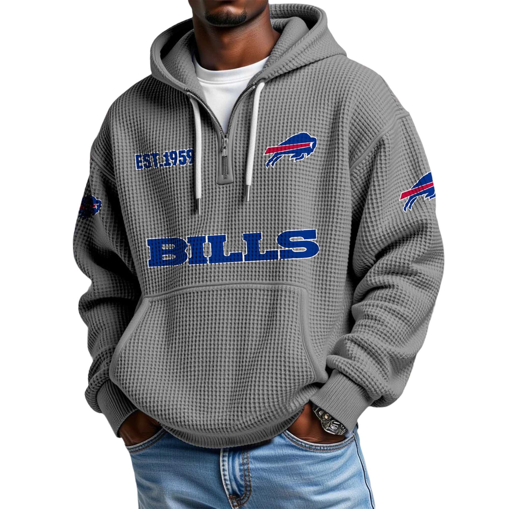 Bills EST 1959 Waffle Quarter Zip Hoodie 2 Bills EST 1959 Waffle Quarter Zip Hoodie 2