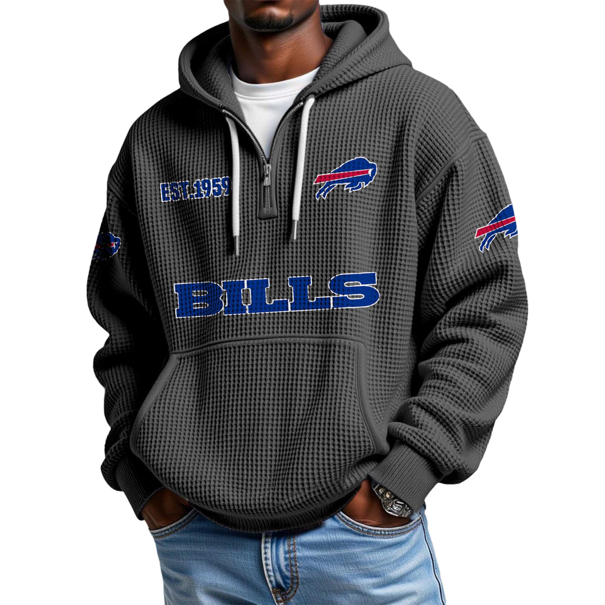 Bills EST 1959 Waffle Quarter Zip Hoodie 4 Bills EST 1959 Waffle Quarter Zip Hoodie 4