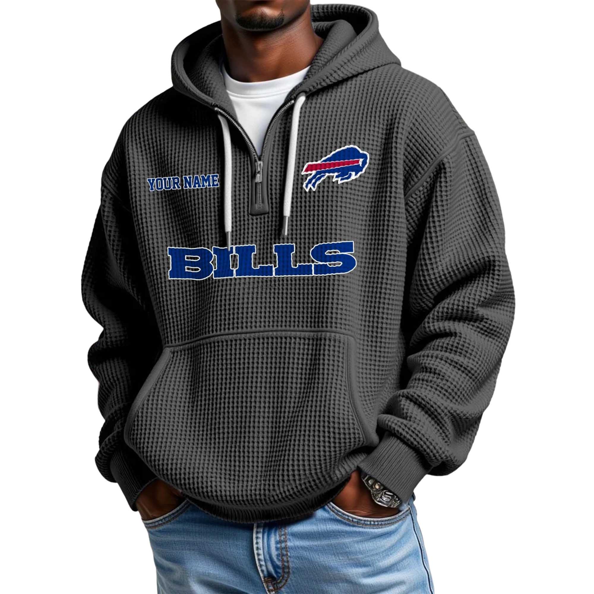 Bills Personalized Quarter Zip Waffle Hoodie 2 Bills Personalized Quarter Zip Waffle Hoodie 2