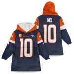 Bo Nix's 10 Broncos Football Unisex Blanket Hoodie