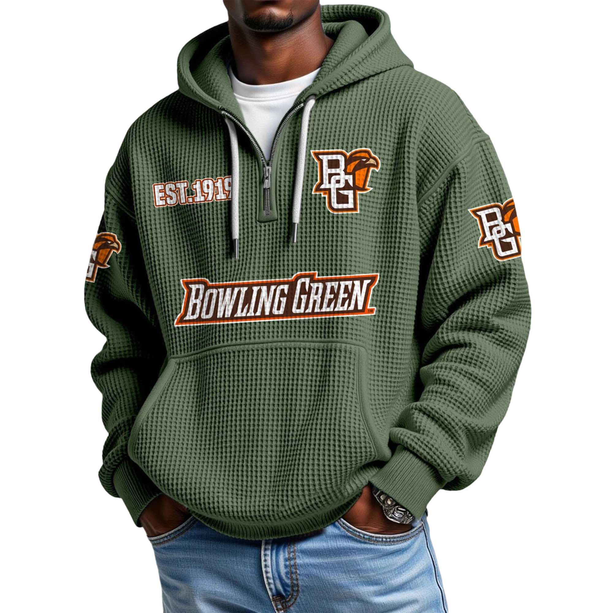 Bowling Green EST 1919 Quarter Zip Waffle Hoodie 4 Bowling Green EST 1919 Quarter Zip Waffle Hoodie 4