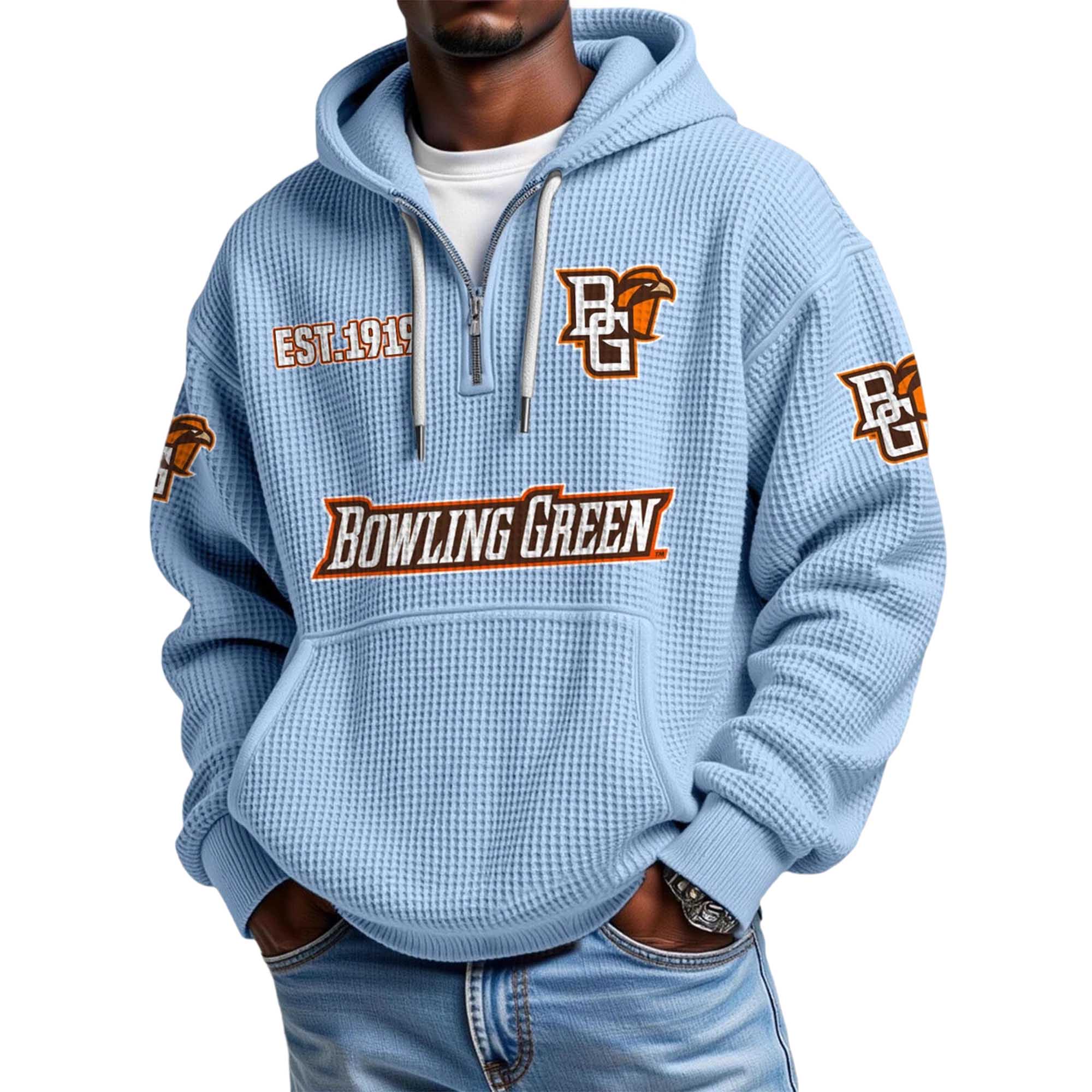 Bowling Green EST 1919 Quarter Zip Waffle Hoodie 5 Bowling Green EST 1919 Quarter Zip Waffle Hoodie 5