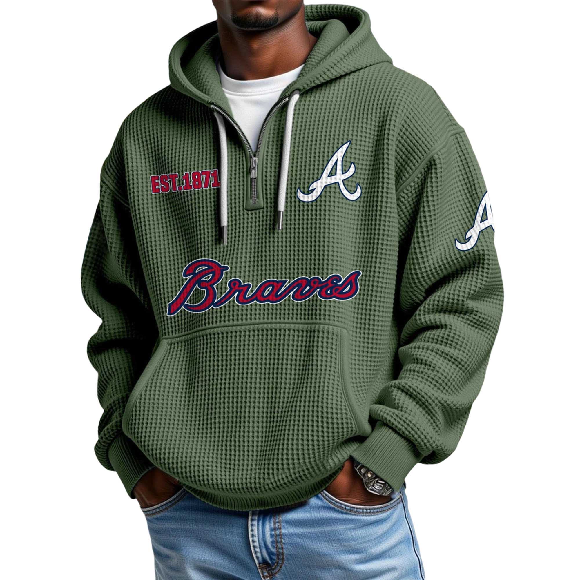 Braves EST 1871 Quarter Zip Waffle Hoodie 2 Braves EST 1871 Quarter Zip Waffle Hoodie 2