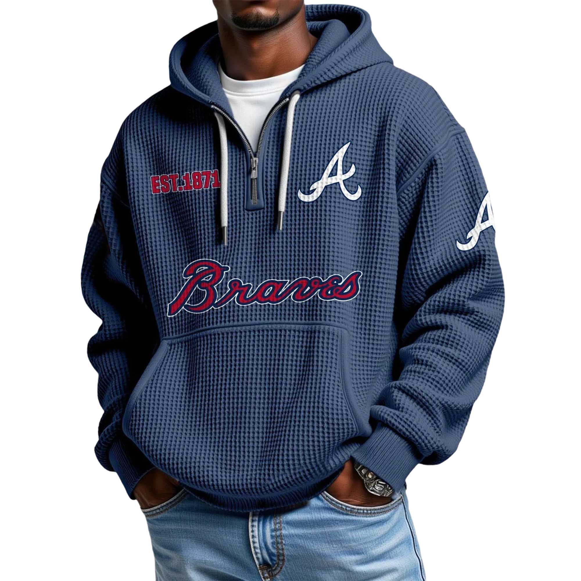 Braves EST 1871 Quarter Zip Waffle Hoodie 3 Braves EST 1871 Quarter Zip Waffle Hoodie 3