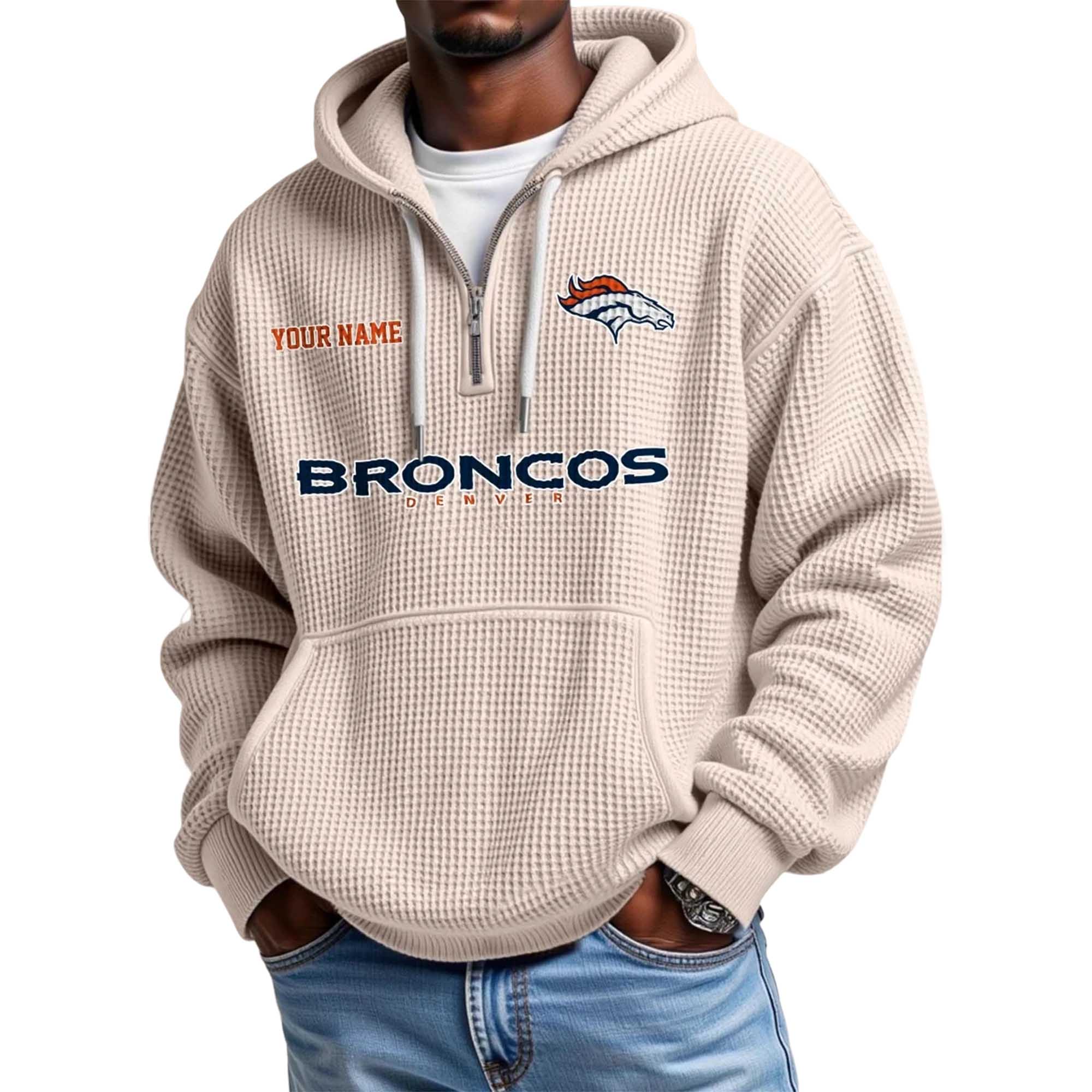 Broncos Personalized Quarter Zip Waffle Hoodie 2 Broncos Personalized Quarter Zip Waffle Hoodie (2)