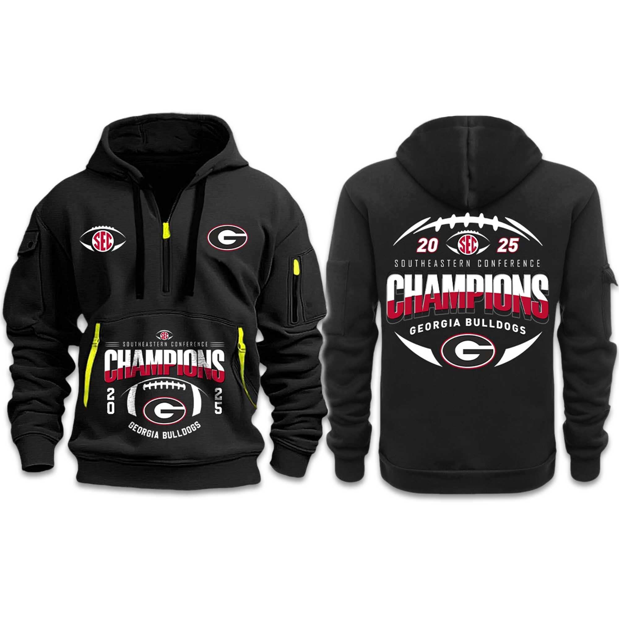 Bulldogs SEC Champions 2025 Quarter Zip Hoodie Bulldogs SEC Champions 2025 Quarter Zip Hoodie