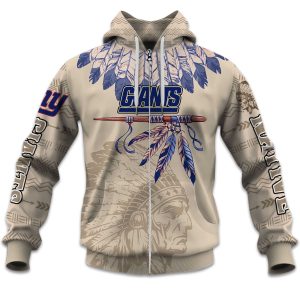 2025 Personalized Giants Football Native American Heritage Zipper Hoodie