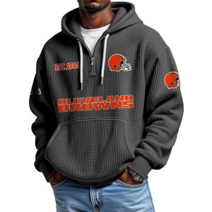 Browns EST 1944 Waffle Quarter Zip Hoodie 1