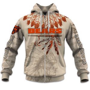 2025 Personalized Bears Football Native American Heritage Zipper Hoodie