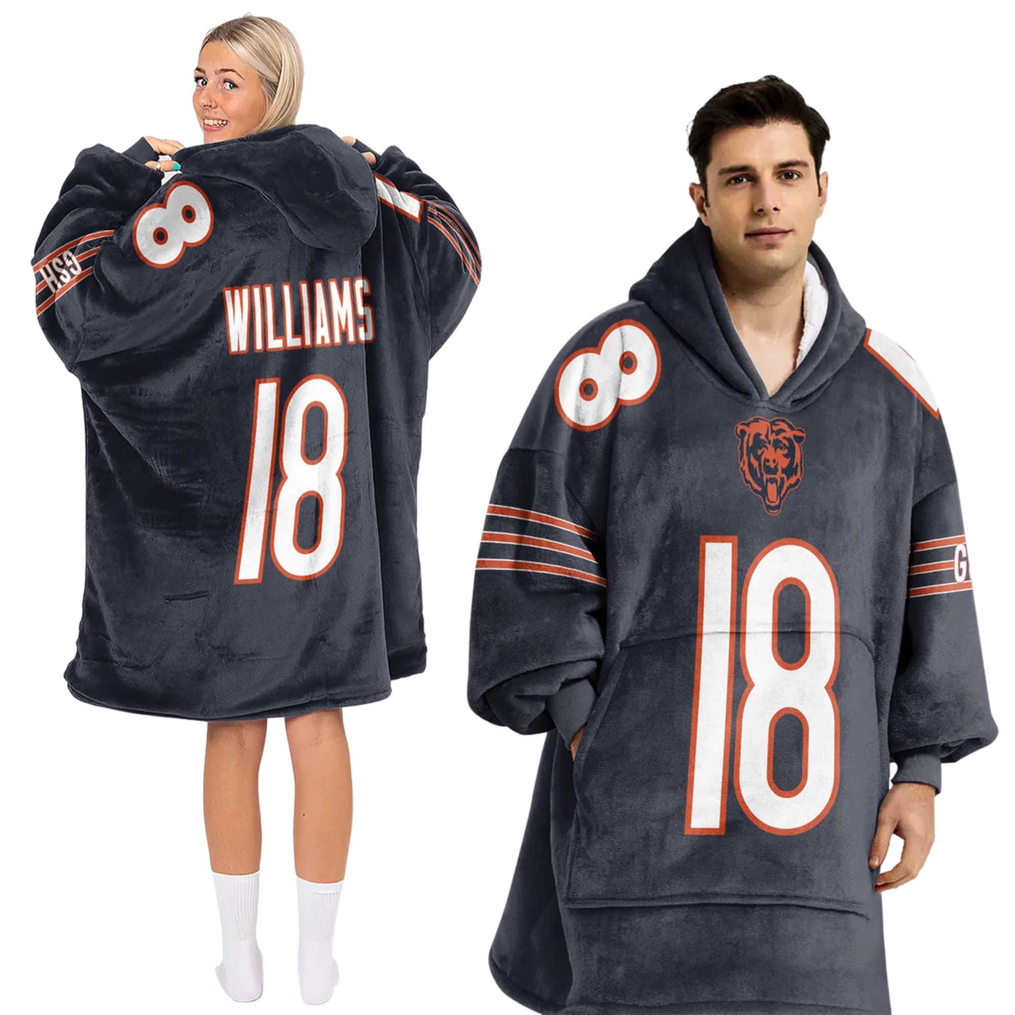 Caleb Williams 18 Bears Football Unisex Blanket Hoodie Caleb Williams 18 Bears Football Unisex Blanket Hoodie